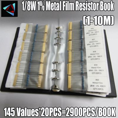 【LZ】 2900Pcs/lot 145 Values 1/8W 0.125W 1  1-10M Metal Film Resistors Book Assorted Pack Kit Set Lot Resistors Assortment Kits