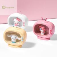 AVENXIAN อุปกรณ์ DIY สไตล์ทีวีขนาดเล็ก My Melody KT Cat ของขวัญคริสต์มาสห้อง Mobil Hias เครื่องประดับโต๊ะหลอดไฟ LED ไฟกลางคืนโคมไฟข้างเตียง