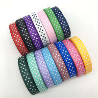 5 หลา/lot 3/8 10mm Grosgrain ริบบิ้นพิมพ์ Polka Dot Hair Bow Party ตกแต่งงานแต่งงานคริสต์มาส DIY เย็บผ้า-Caiweiz