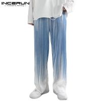 CODai424839 INCERUN Men 2Colors Fashion Gradient High Waist Elasticated Loose Long Pants