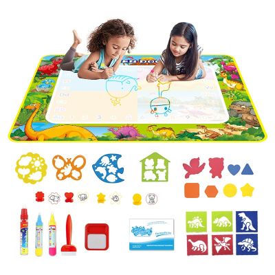 4 Style Big Size Magic Doodle Water Drawing Mat &amp; Painting Pens Stamp Set Coloring Board Educational Toys for Kids Birthday Gift