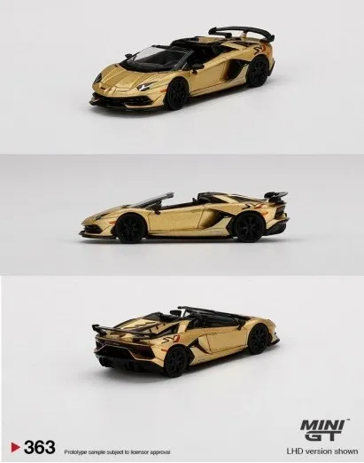 Mô Hình Xe MiniGT 363 Lamborghini Aventador SVJ Roadster Oro Elios (Ver. US  Card) 