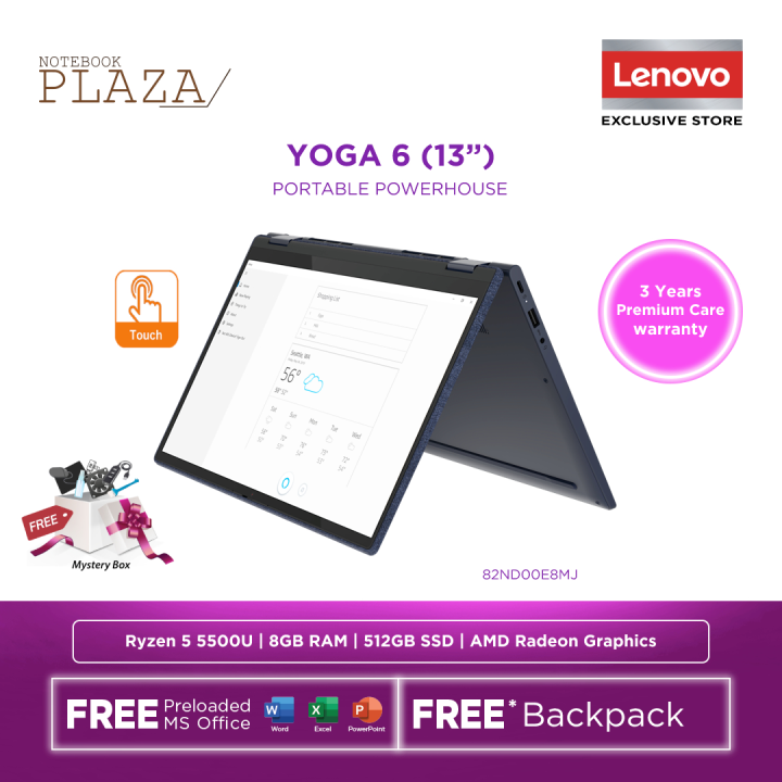 Lenovo Yoga 6 13ALC6 82ND00E8MJ '' FHD Touch 2-in-1 Laptop Blue ( Ryzen 5 5500U, 8GB, 512GB SSD, ATI, W11, HS ) | Lazada Lenovo Yoga 6 13ALC6 82ND00E8MJ '' FHD Touch 2-in-1 Laptop Blue ( Ryzen 5 5500U, 8GB, 512GB SSD, ATI, W11, HS ) | Lazada