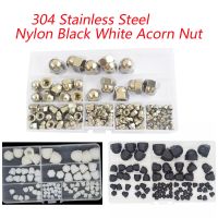 【ใหม่】สีดำไนลอนสีขาว Acorn Nut 304สแตนเลสสตีลเมตริกด้ายพลาสติกตกแต่งฝาครอบหมวก M3 M4 M5 M6 M8 M10 M12