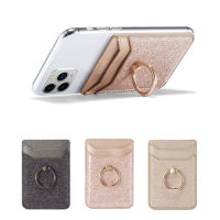 【CW】Fashion Cell Phone Smartphone Ring Socket Holder Wallet Credit Card Pocket Adhesive Sticker Phone Pouch Bag Case Black Rose Gold