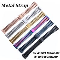 Stainless Steel Watchband For CASIO A158/A159/A168/A169 /B650 /AQ230 /AE500W For Classic Small Square Silver Block Metal Strap Straps