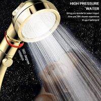 Golden Silver Shower Head 3 Modes Universal High Pressure Showerhead with ON/OFF Pause Switch 360 Rotation Bathroom Shower Head