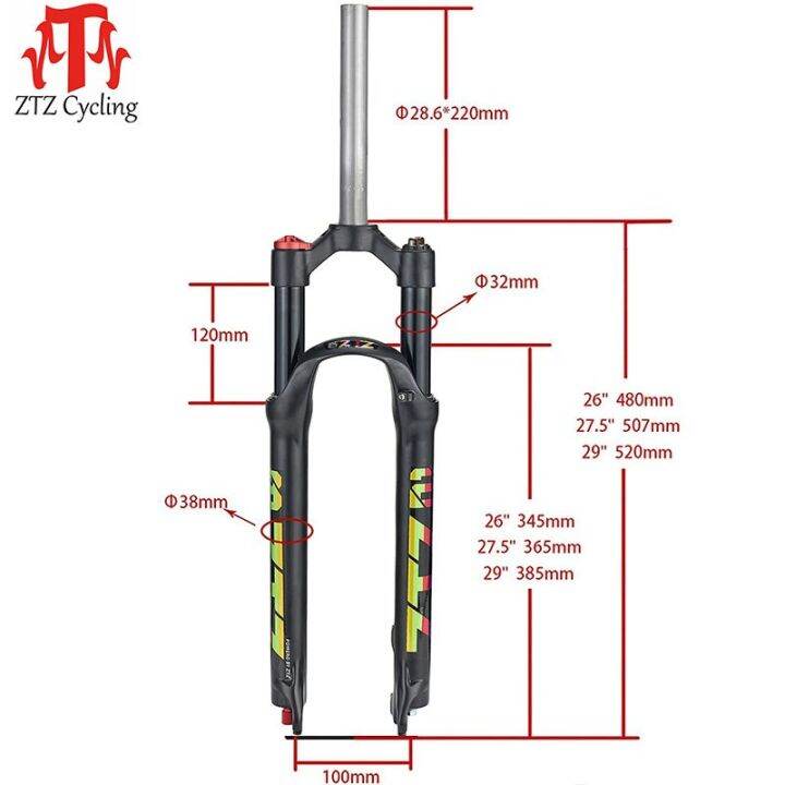 ztz-26-27-5-29นิ้ว-mtb-ส้อมจักรยานเสือภูเขาส้อมตะเกียบหน้ารถจักรยานที่มีการตอบสนองปรับ100มม-เดินทาง28-6มม-qr-9มม