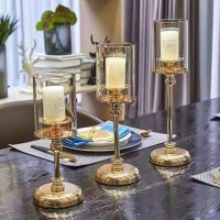 Retro Style Dinner Decor Glass Candlestick Tealight Candle Holders Table Candle Stand Light Luxury Candle Base European Gorgeous