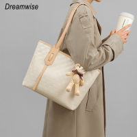 Dreamwise Tote กระเป๋าผู้หญิงใหม่หนังวัวแท้แฟชั่นความคมชัดสีกระเป๋าถือพร็อพสุภาพสตรีความจุขนาดใหญ่กระเป๋าสะพาย