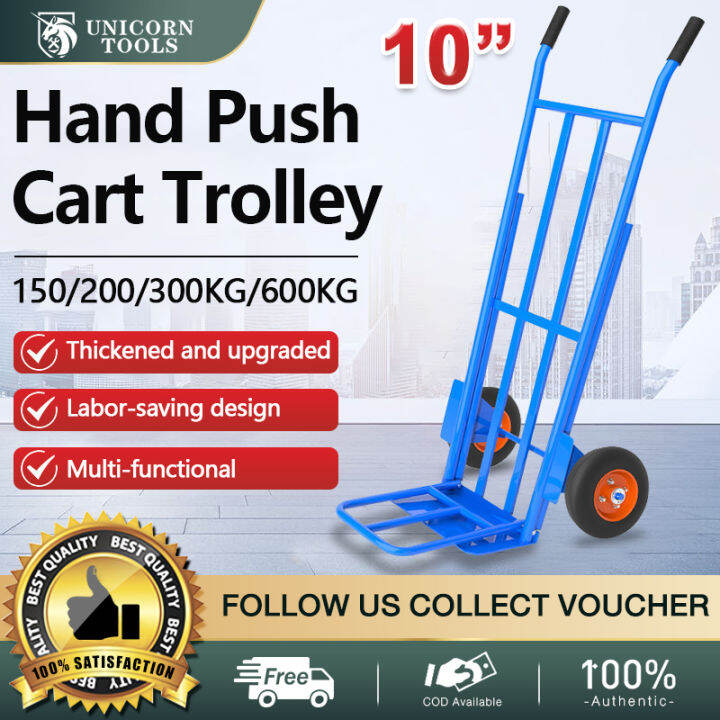 Hand Push Cart Pushcart Trolley Steel Hand Truck Heavy Duty 200kg