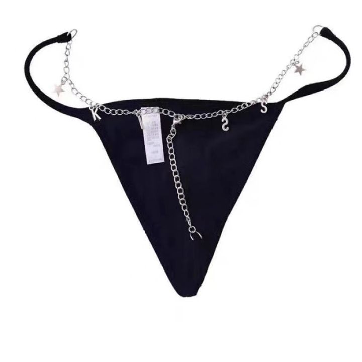 2023-korean-black-metal-chain-briefs-panties-low-waist-temptation-lingerie-g-string-perspective-waist-chain-erotic-letter-kiss-knickers