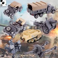 Military WW2 Building Blocks USA British Soldier Figures Parts Car Tank Truck German Cannon MOC Bricks Children Educational Toy Building Sets