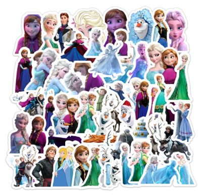 ⚡พร้อมส่ง⚡50ชิ้น เอลซ่า Disney FROZEN Elsa อันนา เจ้าหญิงหิมะ สติ๊กเกอร์ sticker พลาสติกกันน้ำ สีคมชัด