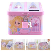 Hemoton Cartoon House Piggy Bank Kids ออมหม้อหม้อบ้านที่น่ารักการสร้างแบบจำลองเหรียญคอนเทนเนอร์โต๊ะเครื่องประดับ