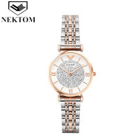 NEKTOM 2022 Stainless Steel Strap Women Watches Waterproof Diamond Quartz Wrist Watch For Ladies