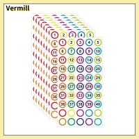 VERMILL 1-40ครับ สติกเกอร์ตัวเลขตัวเลข 1นิ้วค่ะ กาวในตัว ป้ายติดสติ๊กเกอร์ 500ชิ้นค่ะ กลมกลมๆ สติ๊กเกอร์ฉลากสติ๊กเกอร์ การจัดระเบียบ