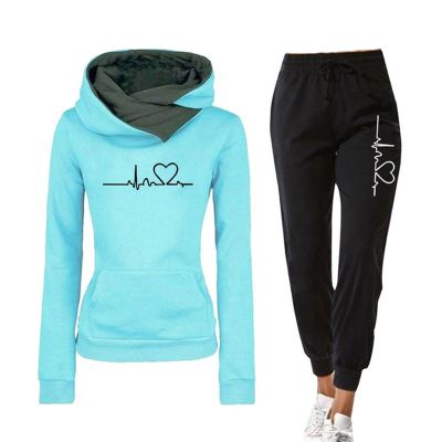 Women Running Sportswear 2Piece Outfits Pullovers Hoodies Jogger Sets Spring Autumn Tracksuit Fleece Suit 2022 Sweatsuits Woman