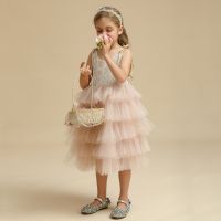 Pricness Party Summer Dresses For Girls Kids Hollow Out Elegant Birthday Tutu Sling Dress Tulle Birthday Clothes Wedding Dress