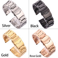 HENGRC Black Stainless Steel Watch Band Bracelet 18 20 22 24mm Solid Stainless Steel Silver Gold Watchbands Strap Accessories