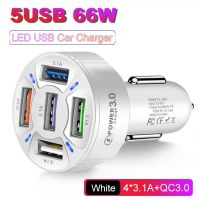 4พอร์ต USB ที่ชาร์จแบตในรถชาร์จเร็ว66W ชาร์จเร็ว PD 20W สำหรับซัมซุงฮัวเหว่ยเสี่ยวหมี่อุปกรณ์ชาร์จ iPhone QC 3.0อะแดปเตอร์โทรศัพท์ในรถยนต์ LCZ396ที่ชาร์จแบตในรถ S