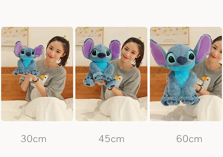 60cm Disney Stitch Plush Toy Doll Anime Lilo & Stitch Sitting Stitch  Cartoon Stuffed Doll Children's Comforting Pillow Kids Gift