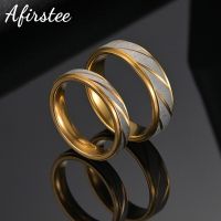 Afirstee 1 pair Couple Gold Color Frosted Pattern Wedding Rings sweetheart Jewelry