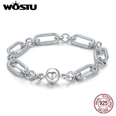 WOSTU 2021 Real 925 Sterling Silver Bracelet New DIY Clips Bracelet For Women Original Bracelet Authentic Jewelry Gift CTB059