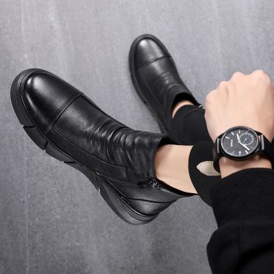 New hot shoes British style casual leather boots Martin boots in the tube versatile mens boots high-top mens