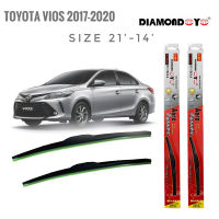 ที่ปัดน้ำฝน ใบปัดน้ำฝน ซิลิโคน ตรงรุ่น Toyota Vios 2017-2020 ไซส์ 21-14 ยี่ห้อ Diamond กล่องแดง คุณภาพดี**ราคาถูก คุณภาพดี**