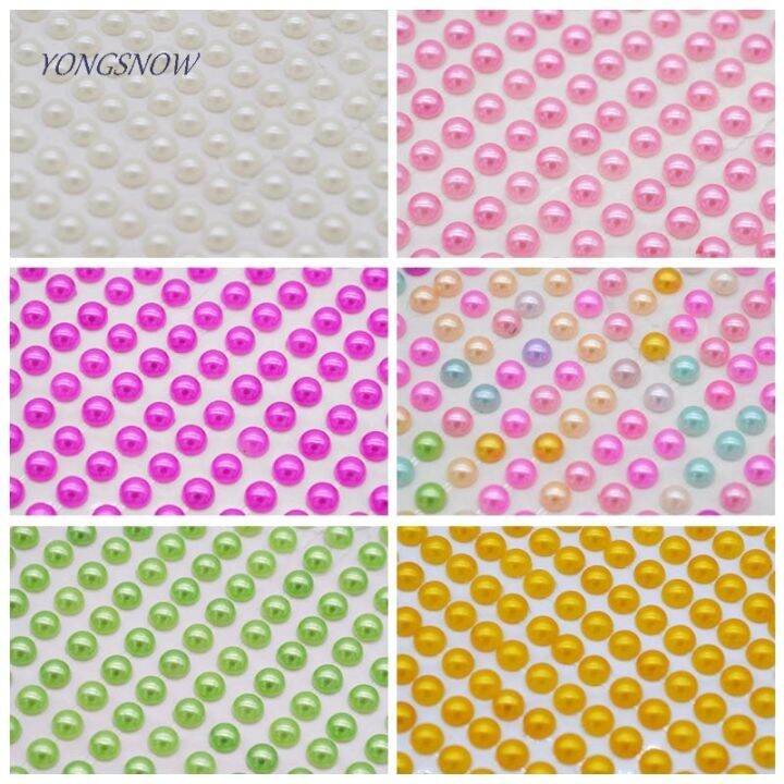 1-sheet-6mm-bright-colour-pearl-crystal-flatback-rhinestones-car-stickers-diamond-decoration-self-adhesive-scrapbooking-stickers