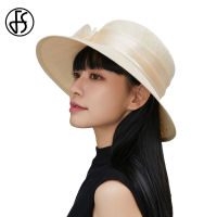 FS 2022 Raffia Straw Hat Women Wide Brim Sun Hats Fashion British Fisherman Hat With Flower Versatile Ladies Church Derby Hats