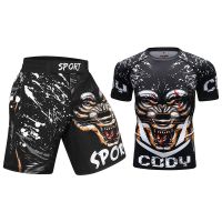 Guangzhou Men 39;s Custom MMA Shorts Uniform Quantity Set Logo Sportswear rashguard shorts men 39;s design