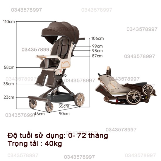 Xe đẩy cho bé v9 mẫu mới baobaohao, xe đẩy gấp gọn 2 chiều cho bé sơ sinh - ảnh sản phẩm 4