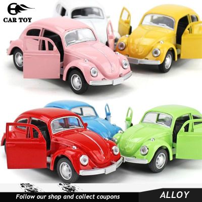 Car Toys 1PC 1:32 Scale Germany Volkswagen Vw Classic Beetle Bug Diecast Metal Pull Back Car Model Toy For Gift/Children Mini Car vehicle Alloy car mo