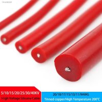 ✸ DC High Voltage Silicone Cable 5/10/15/20/25/30/40KV 20/18/17/15/13/11/9AWG 1Meter Heat Resistance 200℃ Spark Plug Cable Red