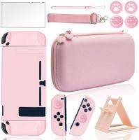 【Be worth】 Unique Shop Jashore 10 In 1ชุดอุปกรณ์เสริมเคสพกพาสีชมพูสำหรับ Nintendo Switch พร้อมฝาครอบป้องกันแข็งตัวป้องกันหน้าจอกระจก