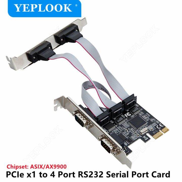PCIe to 4 Ports DB9 RS232 COM Serial Port I/O PCIE X1 Riser Card