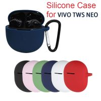 Vivo TWS Neoเคสซิลิโคนเหลวพร้อมตะขอป้องกันการสูญเสียสำหรับVivo TWS Neoหูฟังไร้สายซิลิคอนปลอก