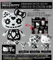 Kitty Black Skull Version ของแท้ JP - Revoltech Sanrio [โมเดล Sanrio]