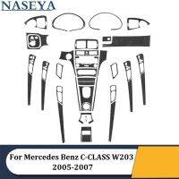 สติกเกอร์คาร์บอนไฟเบอร์สีดำสำหรับรถยนต์เมอร์เซเดสเบนซ์ C-CLASS C คลาส W203 2005 2006 2007อุปกรณ์ตกแต่งภายในรถยนต์