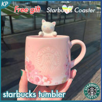 top●Free gift Starbuck spoon Starbuck Mug Cup Cute Cat Pink Cherry Cup 355ml Desktop Mermaid Ceramic Coffee Mug