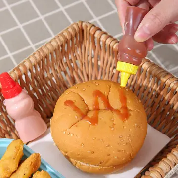 4PCS-Portable Mini Squeeze Bottle Sauce Ketchup Bottle Squeeze Jar  Container Plastic Lunch Box Salad Dressing