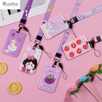 เคสป้องกันสำหรับบัตรโดยสารรถบัสจี้เด็กอนิเมะ RUOHE พร้อมสายคล้องการ์ดเก็บข้อมูลพวงกุญแจที่ใส่บัตรประชาชนแขนบัตรธนบัตร