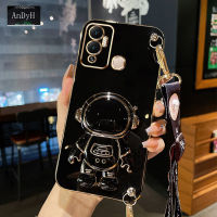 AnDyH Long Lanyard Casing For Infinix Hot 12i X665 X665B Phone Case Infinix Hot 12 Play NFC X6816C X6816 Cute Astronaut Desk Holder