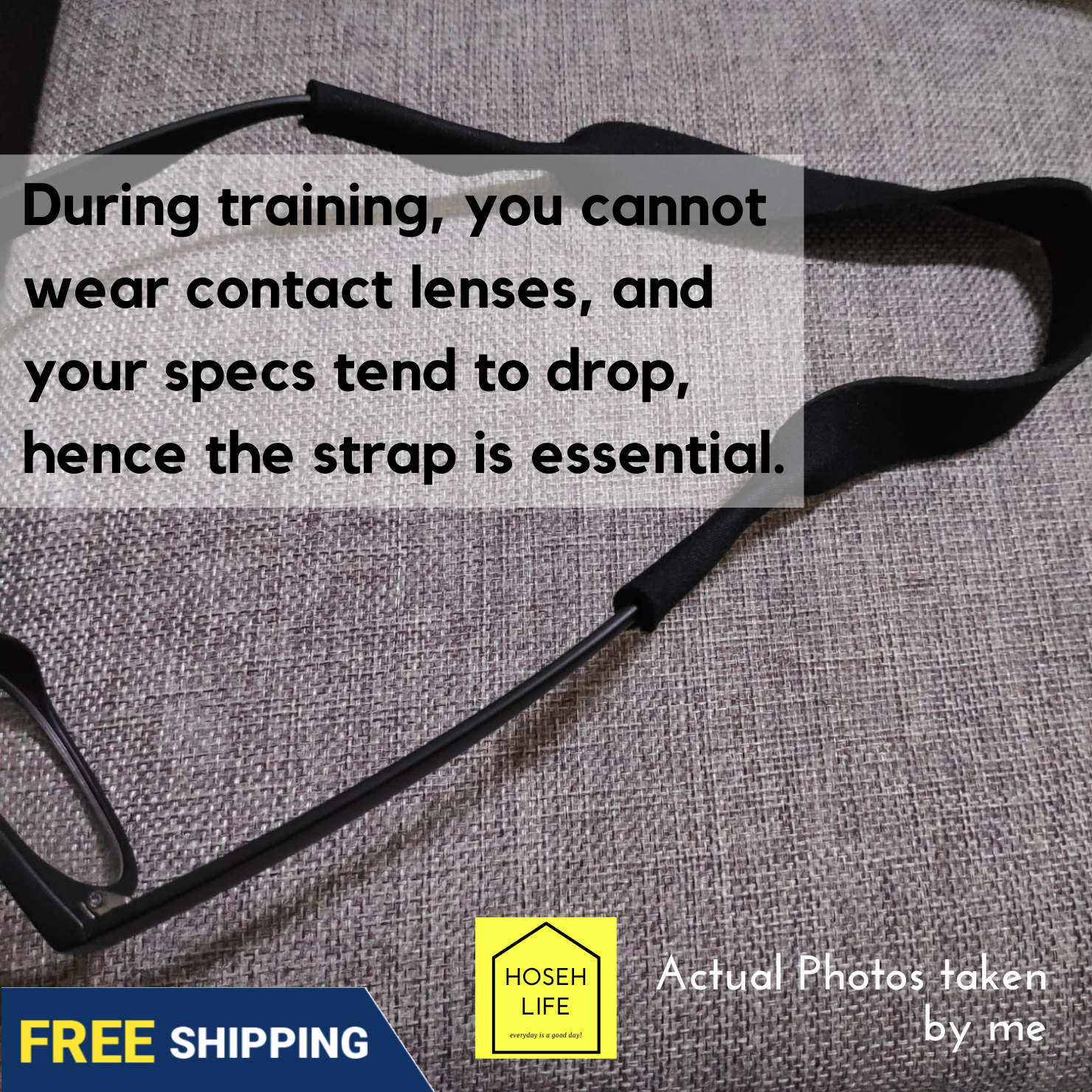 Neoprene Spectacle Glasses Strap Anti Slip Outdoor Sports Swimming Eyeglasses NS 