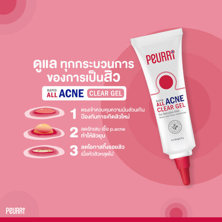 เจลแต้มสิว-peurri-all-acne-clear-gel-เพียวรี-แรพิท-ออล-แอคเน่-เคลียร์-เจล-3-หลอด