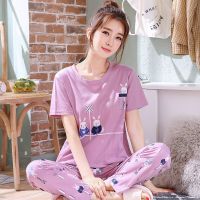 2pcs/set Short T-Shirt trousers pijamas set womens Summer sleepwear cotton Sleep tops pants woman pijamas pyjama pour femme