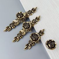 Bronze Ivory White Rose Flower Knobs Furniture Handle For Kitchen Cabinets Door Drawer Handles Wardrobe Cupboard Dresser Pulls Door Hardware Locks