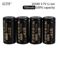 2020 GTF 16340 700MAh 100% 3.7V Li-Ion ชาร์จได้สำหรับจุดไฟฉาย LED